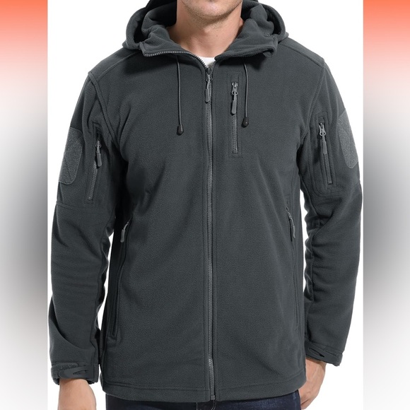 New! MAGCOMSEN Men's Fleece Hoodie Jacket 5 Zip-Pockets Military Tactical Coat - Picture 1 of 6